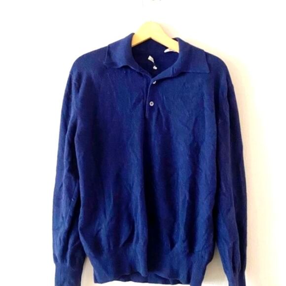 Valentino Men's 100% Cashmere Navy Blue Pullover Sweater Size M - Picture 1 of 6
